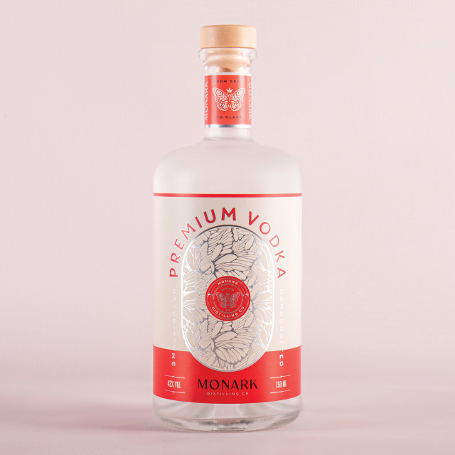 Monark Distillery Premium Vodka, 750ml on the table