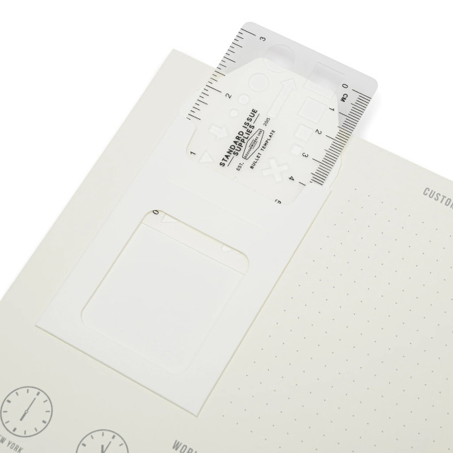 Designworks Ink Standard Issue Planner Notebook - Cobalt & Citron detail of a ruler pocket