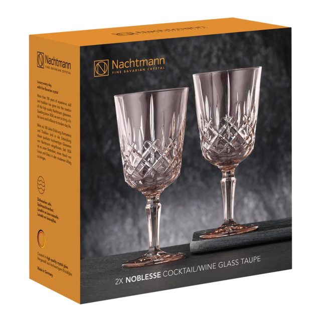 Nachtmann Lead-Free Crystal Noblesse Cocktail Glasses, Set of 2 - Taupe packaging