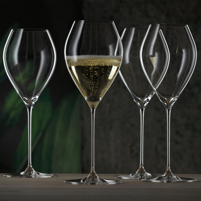 Spiegelau Spumante Crystal Glasses, Set of 2 on the table with other glasses