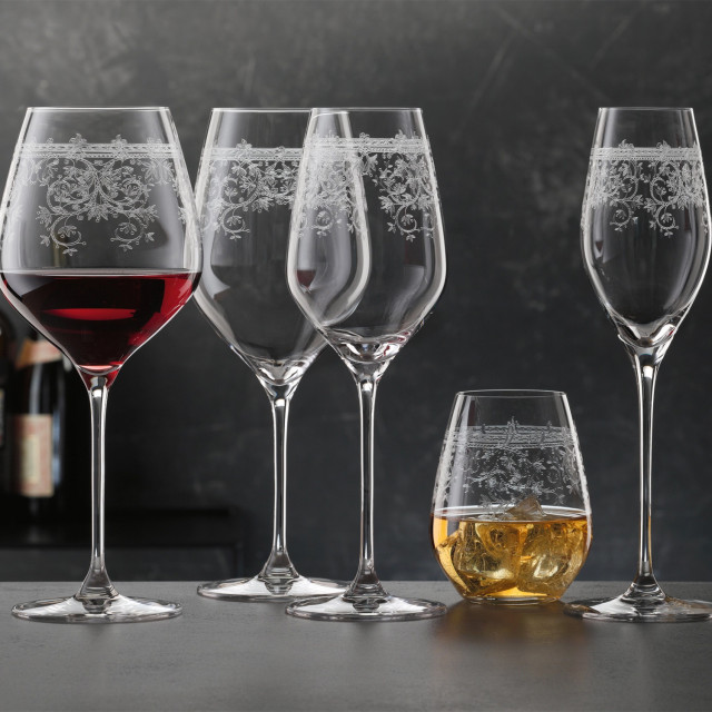 Spiegelau Arabesque Crystal Bordeaux Glasses, Set of 2 with other glasses