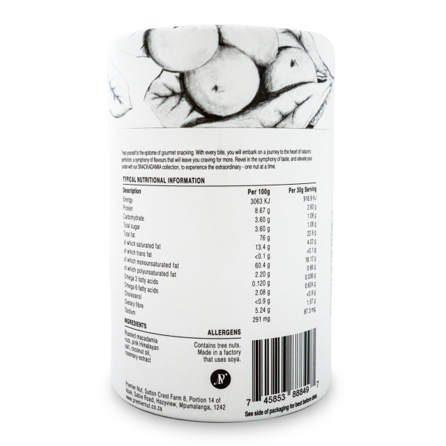 Snackadamia Gourmet Roasted and Salted Macadamia Nuts - Small back of product