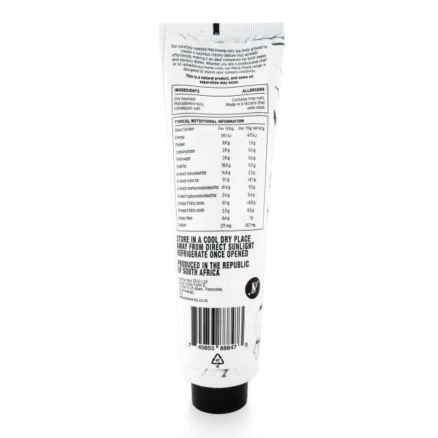 Snackadamia Salted Macadamia Nut Paste, 150g back of Product