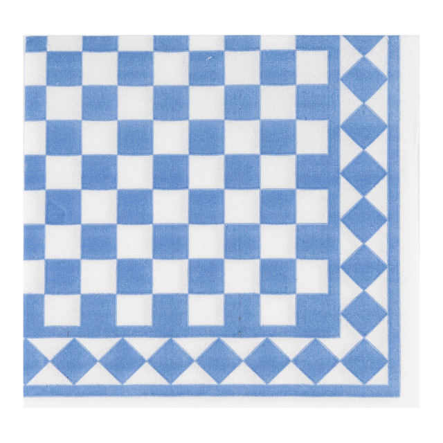 Tavola Checkerboard Biodegradable Napkins, Pack of 25 - Light Blue