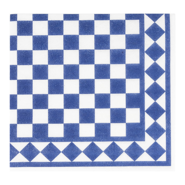 Tavola Checkerboard Biodegradable Napkins, Pack of 25 - Navy Blue