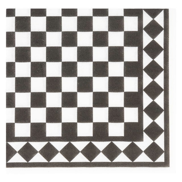Tavola Checkerboard Biodegradable Napkins, Pack of 25 - Black