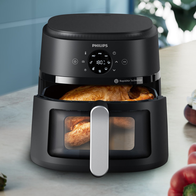 Philips 2000 Series Digital Airfryer with Window, 6.2L on the countertop