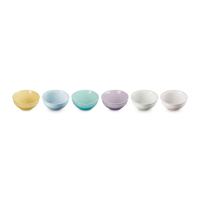 Le Creuset Sorbet Collection Mini Bowls, Set of 6 angled view of products