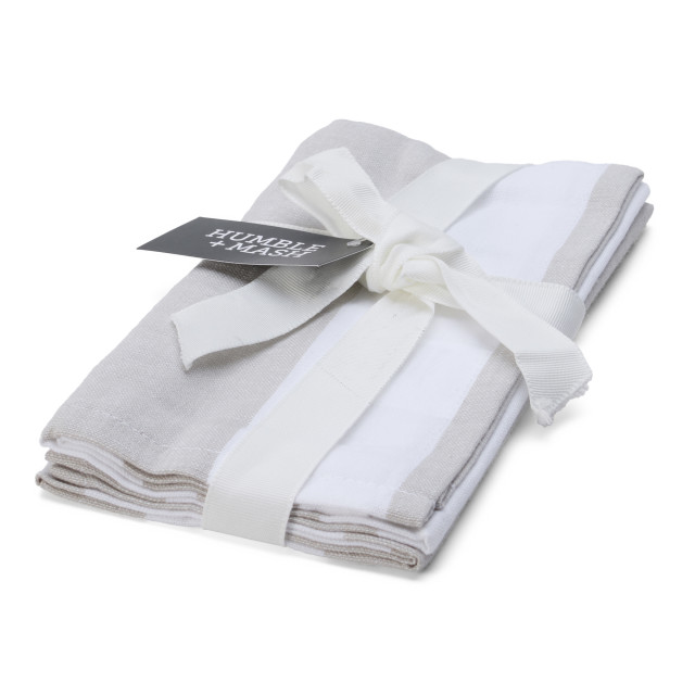 Humble & Mash Striped Napkins, Set of 2 - Grey
