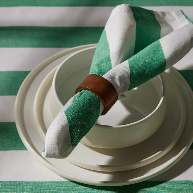 Humble & Mash Green Striped Tablecloth