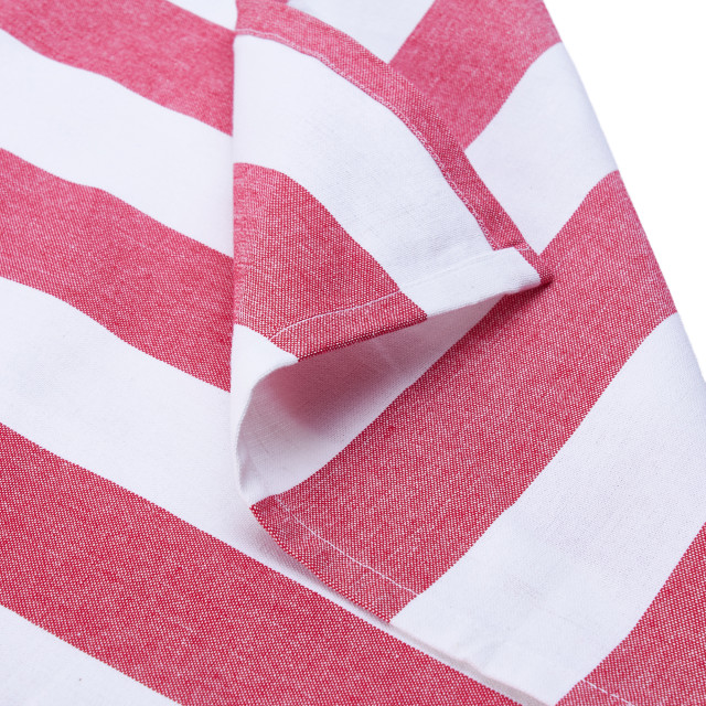 Humble & Mash Red Striped Tablecloth close up