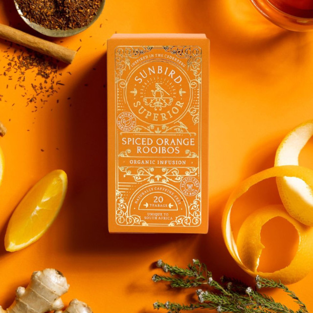 Sunbird Rooibos Organic Spiced Orange Rooibos Tea Bags, Pack of 20