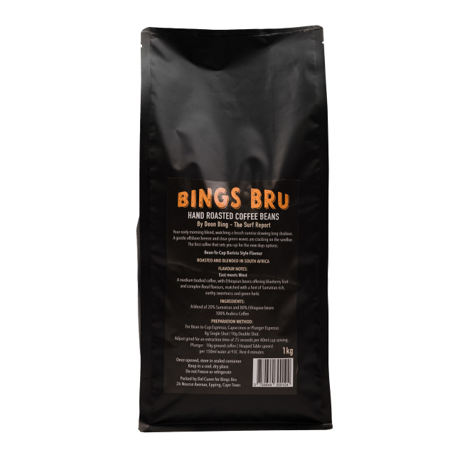 Bings Bru Blend Coffee Beans - 1kg back view