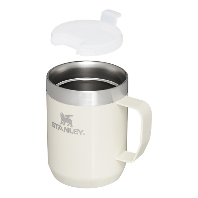 Stanley The Legendary Camp Mug, 230ml - Cream Gloss with open lid