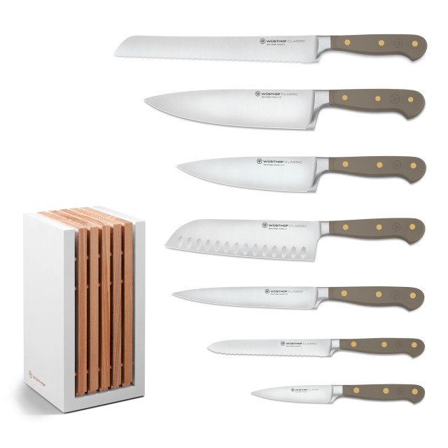 Wusthof Classic Colours Knife Block Set, 8-Piece - Velvet Oyster
