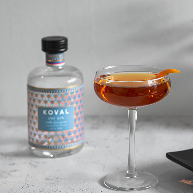 Koval Organic Dry Gin, 500ml with cocktail
