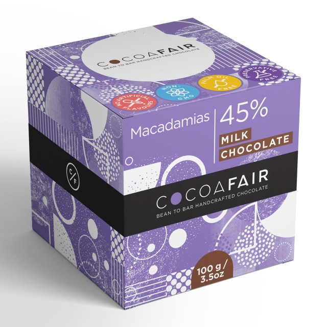 Cocoafair Macadamias in 45% Milk Chocolate