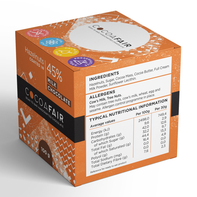 Cocoafair Hazelnuts in 45% Milk Chocolate angle