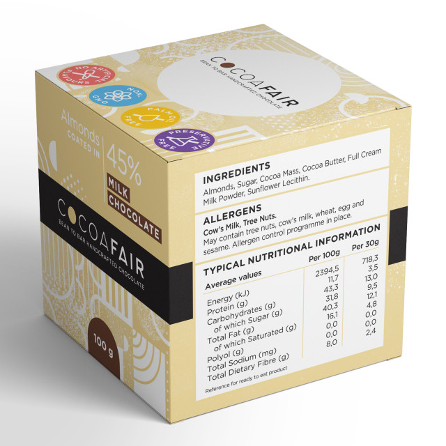 Cocoafair Almonds in 45% Milk Chocolate angle