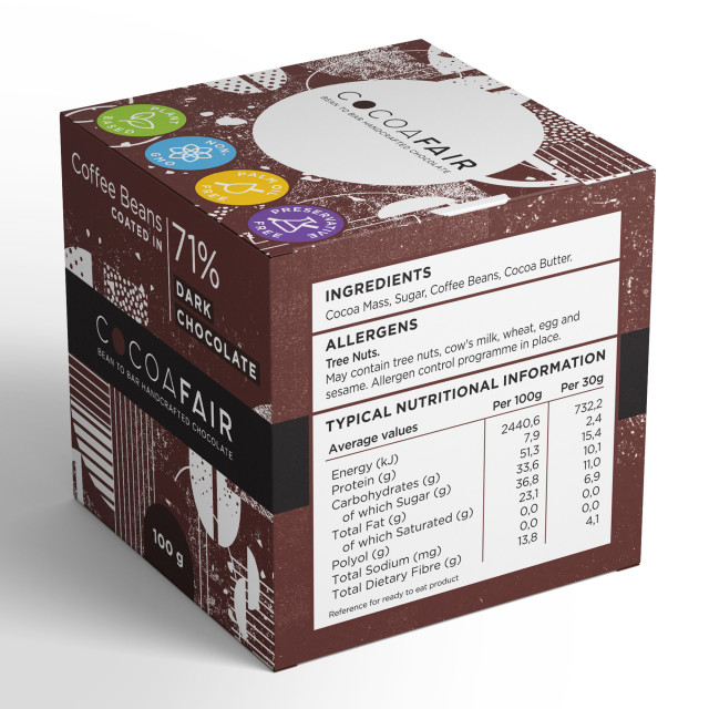 Cocoafair Coffee Beans in 71% Dark Chocolate angle