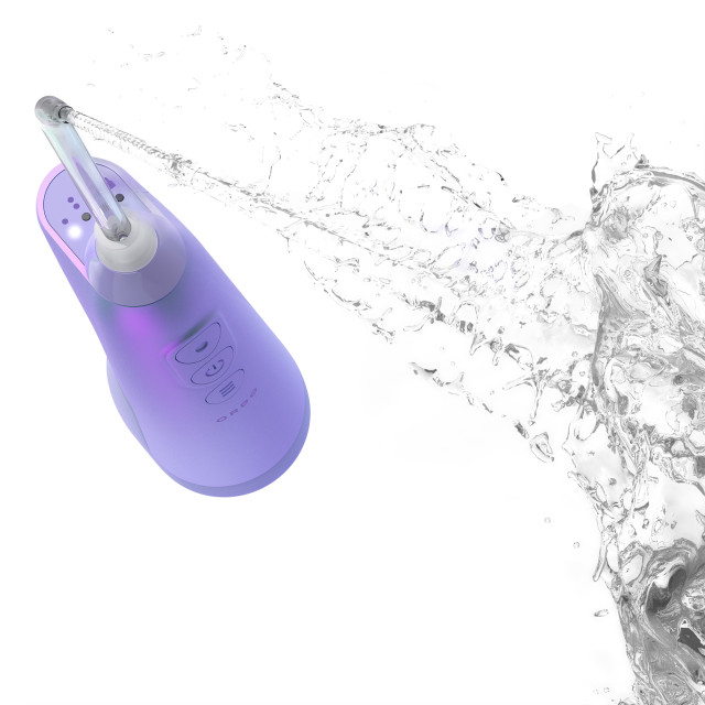 Ordo Hydro Sonic Water Flosser - Pearl Violet showing the product in use