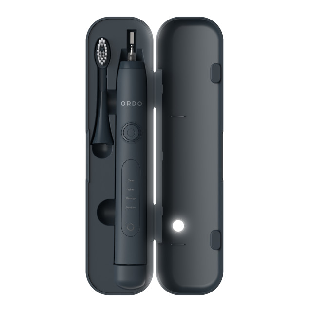 Ordo Sonic Plus Toothbrush & Charging Travel Case - Charcoal Grey showing the product at an angle