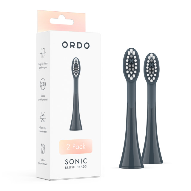 Ordo Sonic Brush Head, Pack of 2 - Charcoal Grey