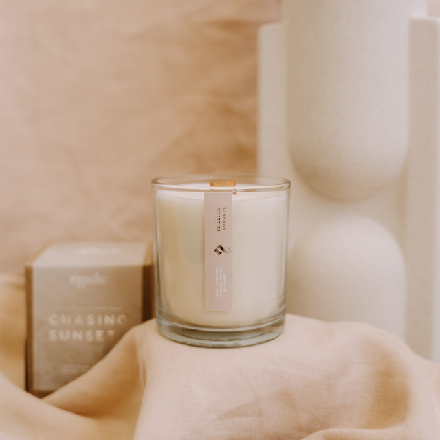 Nude Home Fragrances Chasing Sunsets Wood Wick Candle, 300ml with packaging