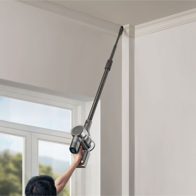 Dreame R20 Cordless Stick Vacuum Cleaner, 570W - Silver cleaning ceiling