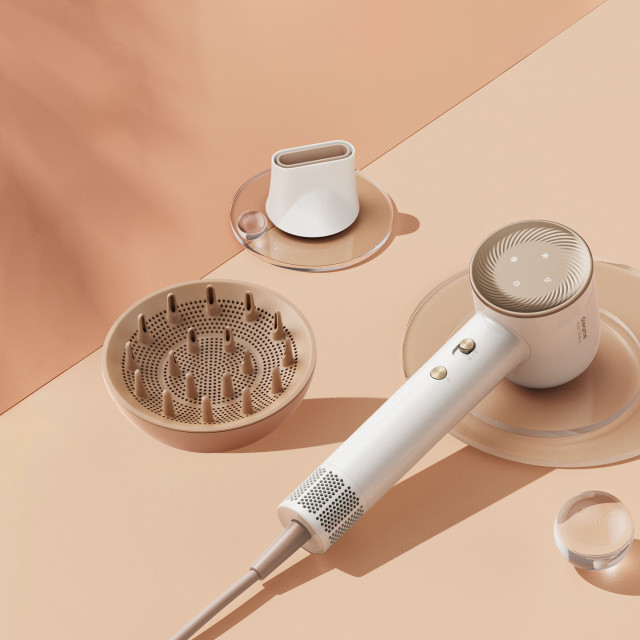 Dreame Hair Glory Combo High-speed Hair Dryer, 1600W layed out on table