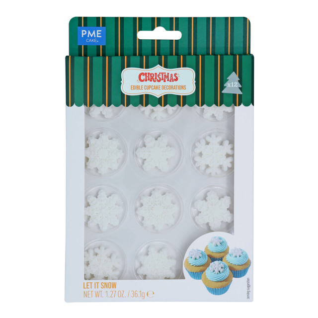 PME Let it Snow Christmas Edible Sugar Decorations, Set of 12 packaging