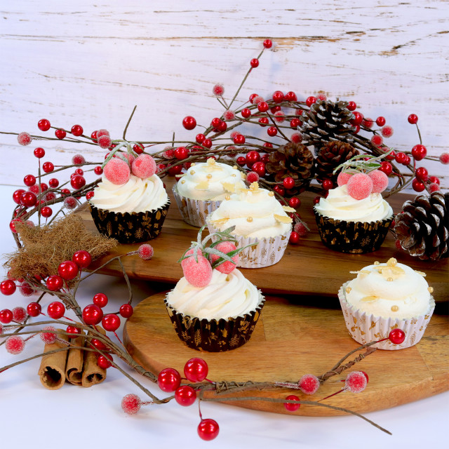 PME Winter Berry Cupcake Cases, Pack of 30 on the table
