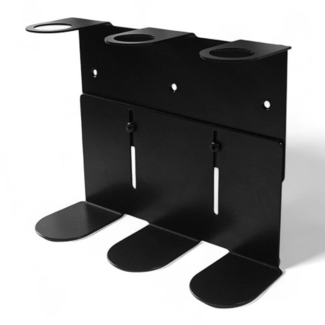 Joon Matte Black Adjustable Dispenser with Amber Bottle - Triple detail
