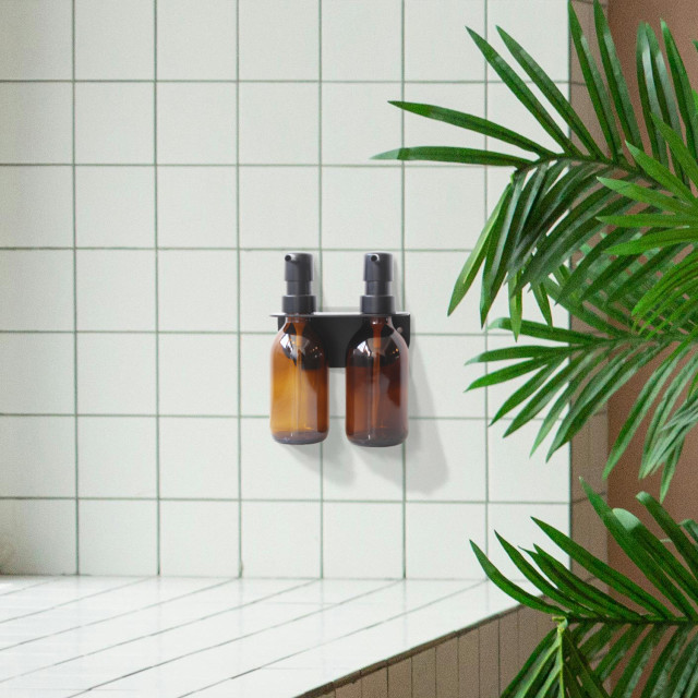 Joon Matte Black Luna with Amber Bottle - Double on a wall