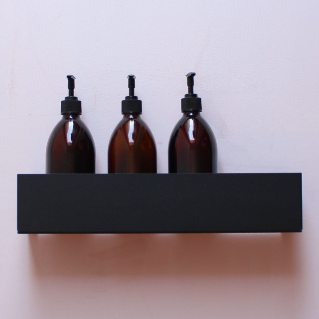 Joon Mila Box Shower Shelf, 35cm on a wall with bottles