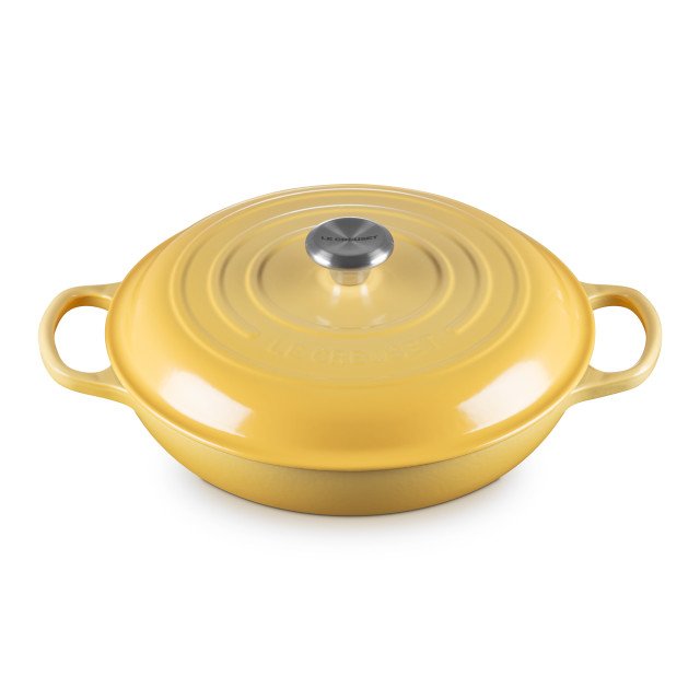 Le Creuset Chamomile Signature 3.5 Litre Shallow Casserole, 30cm angle
