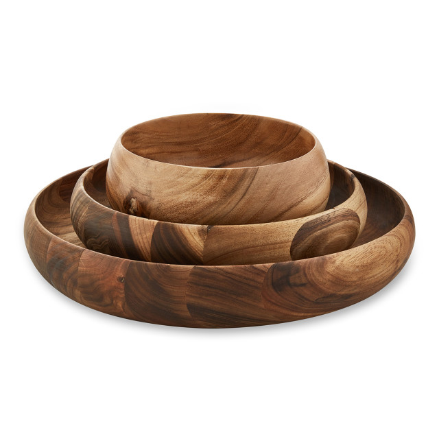 My Butchers Block Round Wooden Bowl - Small with other sizes stacked