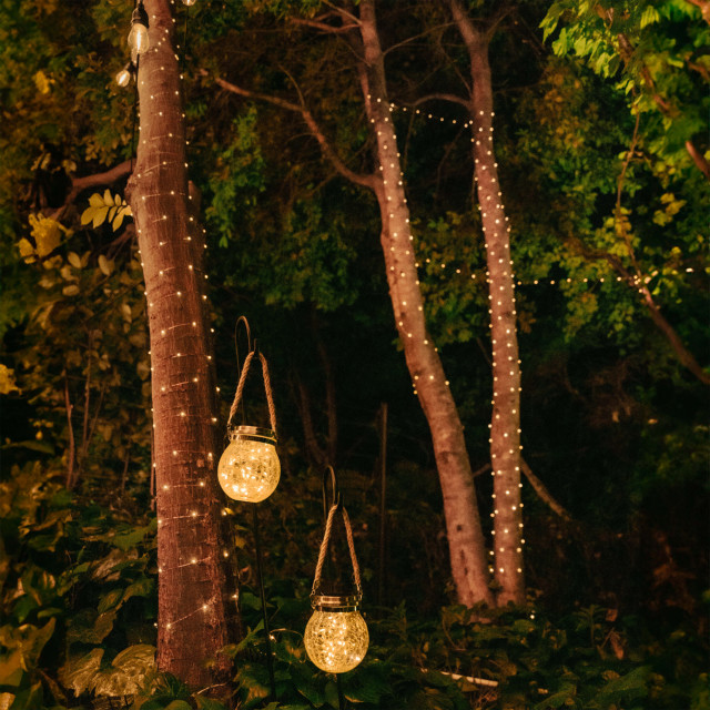 Litehouse Solar LED Copper Wire Fairy Lights, 20m around a tree