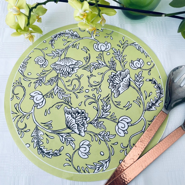 Simply Placemats Lime Paper Place Mat, Pack of 24 on the table