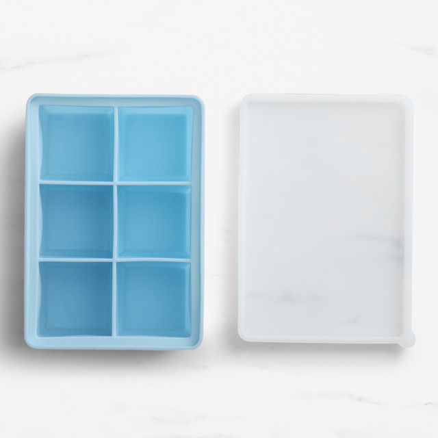 Kitchen Pro Kool 6-Cube Jumbo Silicone Ice Tray - Ice Blue on the kitchen counter
