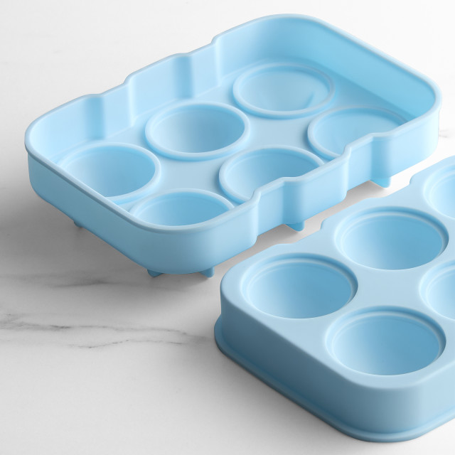 Kitchen Pro Kool 6-Sphere Silicone Ice Tray - Ice Blue on the kitchen counter