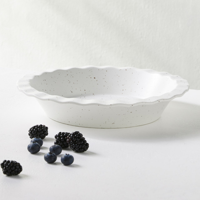 Maxwell & Williams Speckle Fluted Pie Dish, 25cm on the table