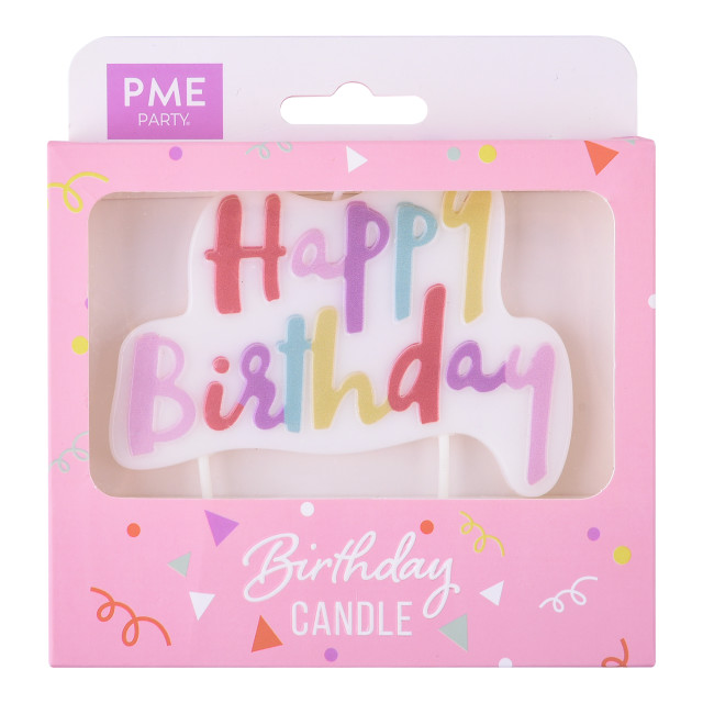 PME Multicolour Happy Birthday Candle - Pink packaging