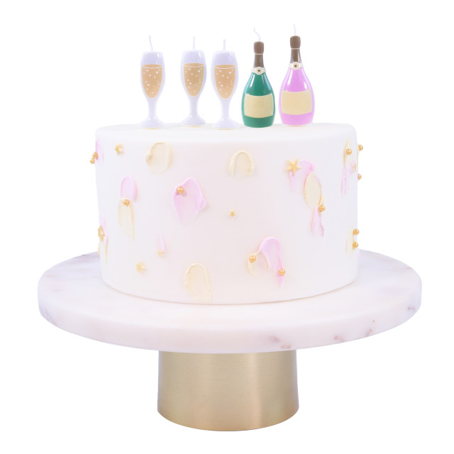 PME Prosecco Candles, Set of 5 detail on a cake