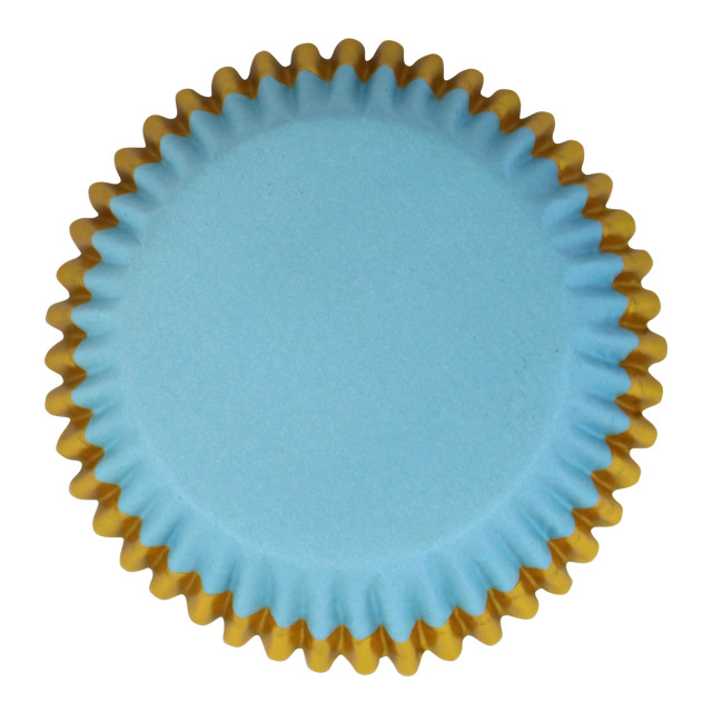 PME Foil Lined Cupcake Cases, Pack of 30 - Blue with Gold Foil Trim angle