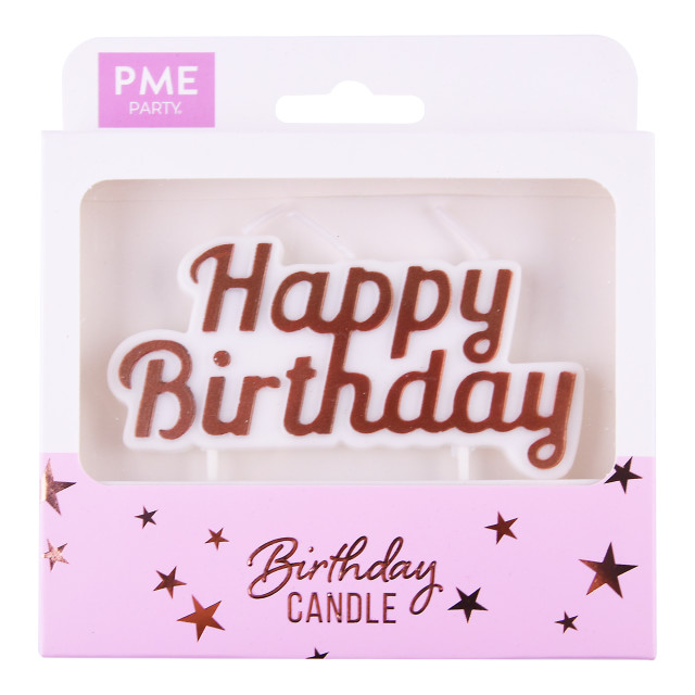PME Happy Birthday Candle - Rose Gold packaging