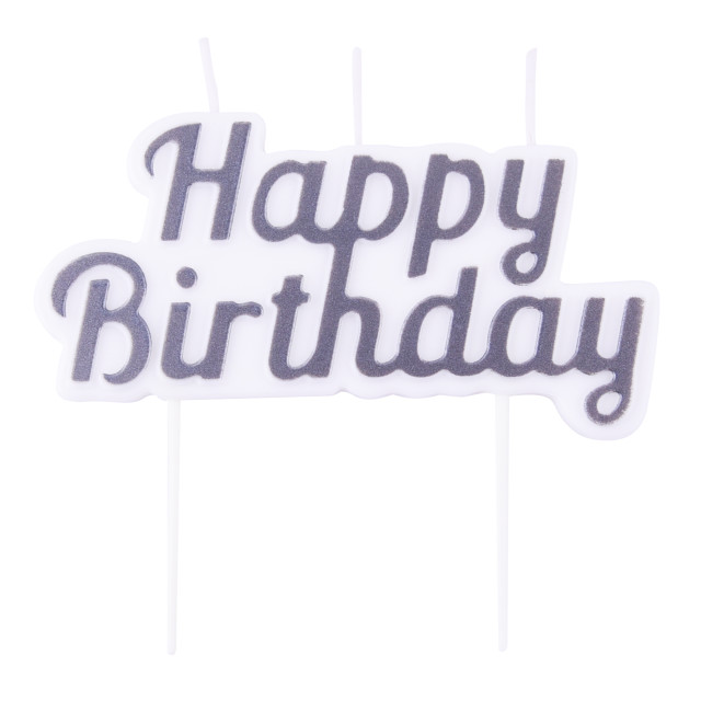 PME Happy Birthday Candle - Silver