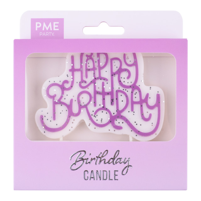 PME Happy Birthday Sparkly Candle - Pink packaging