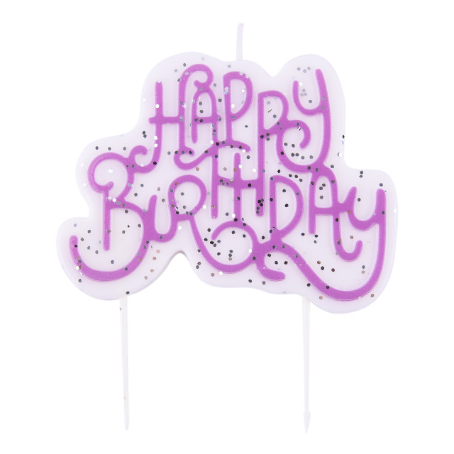 PME Happy Birthday Sparkly Candle - Pink