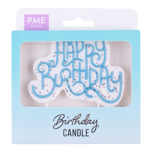 PME Happy Birthday Sparkly Candle - Blue packaging